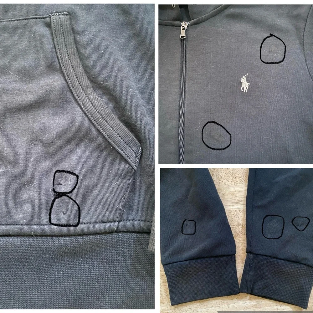 Polo Ralph Lauren Men’s Sz S Polo Black Double-Knit Full-Zip‎ Hoodie